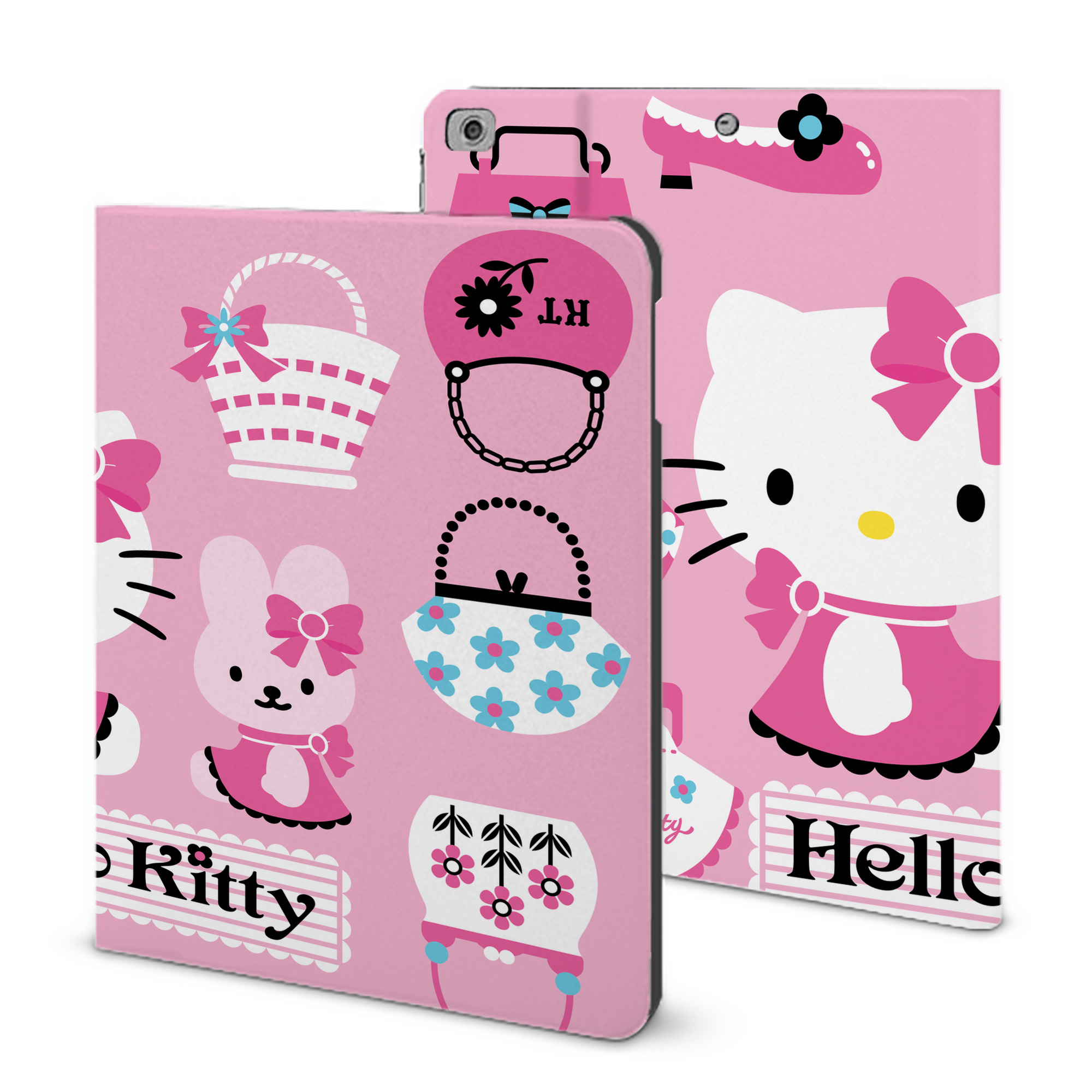 （画像用） Hello Kitty ハローキティ IPad ケース ブック型 PUレザー TPU 耐衝撃 軽量 薄型 ペン収納なし 全面保護 IPad 各モデル対応
